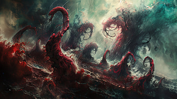 Epic Fantasy Chaos Battle, ocean, crimson HD wallpaper