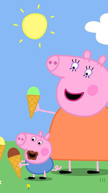 Mom and peppa, cartoon, peppa pig, peppa pig family HD phone wallpaper