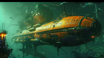 Cyberpunk Futuristic Submarine, submarine, underwater, futuristic, cyberpunk HD wallpaper