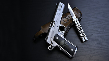 Police, Weapons, Pistol, Springfield Armory Pistol, Knife HD wallpaper