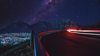 Stars, Dark, Road, Starry Sky, Long Exposure, Glow HD wallpaper