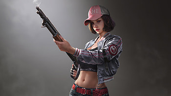 Cute Girl Wearing Cap With Gun, artist, artwork, artstation HD wallpaper