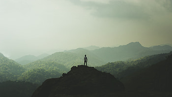 Nature, Mountains, Vertex, Top, Silhouette, Fog, Loneliness, dom HD wallpaper