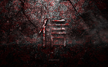 Believe Kanji Symbol, Believe Japanese character, red stone texture, Japanese Symbol for Believe, grunge stone texture, Believe, Kanji, Believe hieroglyph, Japanese hieroglyphs HD wallpaper