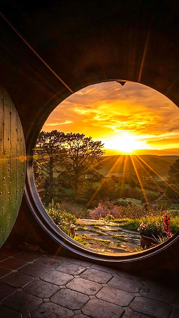 Sunset, Hobbiton HD phone wallpaper