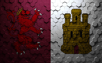 Flag of Caceres, honeycomb art, Caceres hexagons flag, Caceres, 3d hexagons art, Caceres flag HD wallpaper
