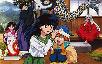 Inuyasha kagome higurashi shippou, rumiko takahasi miroku, japanese manga art, all characters HD wallpaper