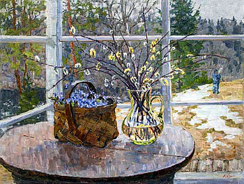 Кизилова Екатерина, table, window, art, painting HD wallpaper