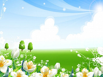 Green Valley, clouds, flowewrs, green HD wallpaper