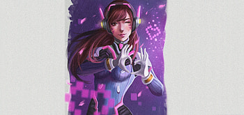 Cute, D.VA, wink, artwork HD wallpaper