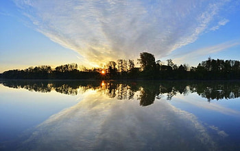 Reflection II., scene, landscape, , dusk, sunrise, lake, summer, dawn, reflection, clouds, nature, sky, water, forest, sunset HD wallpaper