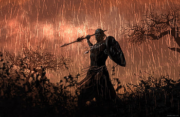 Hunter, night, abstract, rain, fantasy, , jungle, warrior HD wallpaper