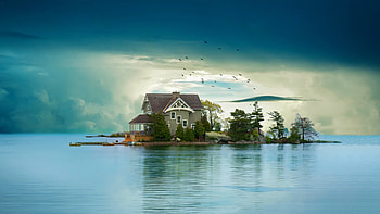 House on island, Remote living, Tranquil environment HD wallpaper