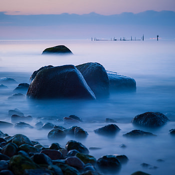 Landscape, Nature, Stones, Sea, Shore, Bank, Fog HD phone wallpaper