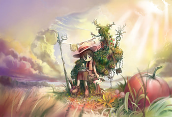 Cute Boy, animal, cute, anime, fantasy, boy, fruit, sky, male, cloud HD wallpaper