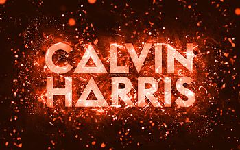 Calvin Harris orange logo, , scottish DJs, orange neon lights, creative, orange abstract background, Adam Richard Wiles, Calvin Harris logo, music stars, Calvin Harris HD wallpaper