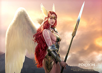 Angel, wings, zaicon, fantasy, art, girl, redhead HD wallpaper
