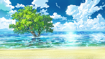 Anime Nature Background Trees River Blue Sky Anime HD wallpaper