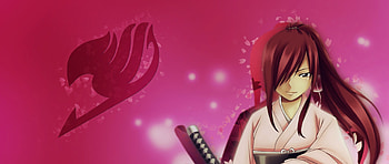 erza scarlet, fairy tail, mage, sword, art, anime HD wallpaper