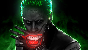 Jared Leto Joker , jared-leto, joker, superheroes, supervillain, digital-art, artwork, deviantart HD wallpaper
