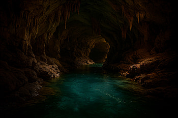 underground river, cave HD wallpaper