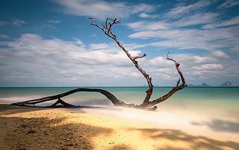 seascape, evening, tropical islands, ocean, summer, sand, tourism HD wallpaper