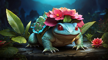 Venusaur Pokémon, Venusaur (Pokémon), turtle, frog, flower, fantasy HD wallpaper