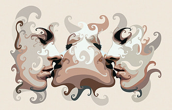 People, Vector, Touch, Kiss, Face, Surrealism, Faces HD wallpaper