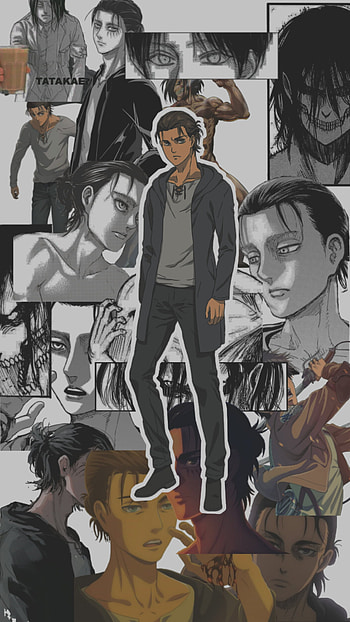 Eren jaeger, art, black hair HD phone wallpaper