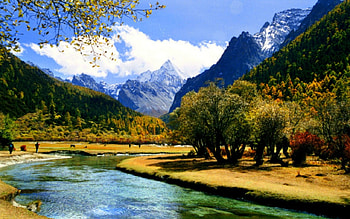Other side of the mountain, trees, river, nature, mountain HD wallpaper