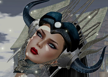 Fantasy girl, the white armory, rendering, black, horns, girl, falbala fairey, fantasy, face, luminos HD wallpaper