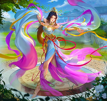 Dance of the Veils, dancing, veils, digital, pretty, art, fantasy, girl, woman HD wallpaper