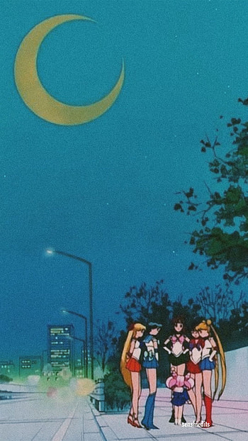 セ-ラ-ム-ン(sailor moon), aesthetic, night, anime, sailor moon HD phone wallpaper