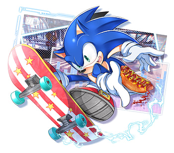 Sonic the Hedgehog Skateboard Adventure, video game, Sonic the Hedgehog HD wallpaper