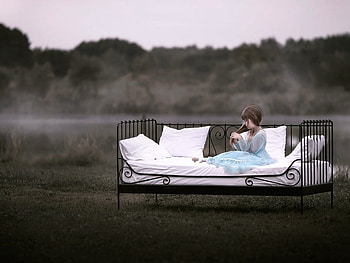 *, blue, girl, bed, abstract HD wallpaper