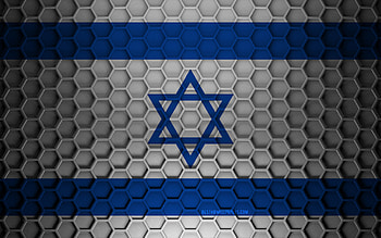 Israel flag, 3d hexagons texture, Israel, 3d texture, Israel 3d flag, metal texture, flag of Israel HD wallpaper