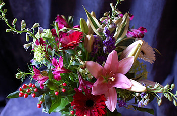 Flowers, Gerberas, Alstroemeria, Bouquet, Lily, Composition HD wallpaper