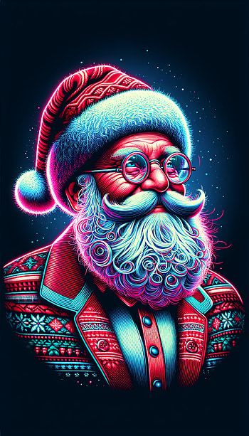 Santa Claus Neon Art, Santa, Christmas, Festive, Digital Art HD phone wallpaper