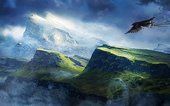 Mountains Wide, mountains, creative, graphics HD wallpaper