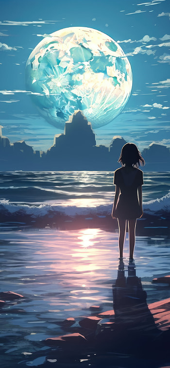 Lunar Reflection — Anime Girl , Anime, girl, anime girl HD phone wallpaper