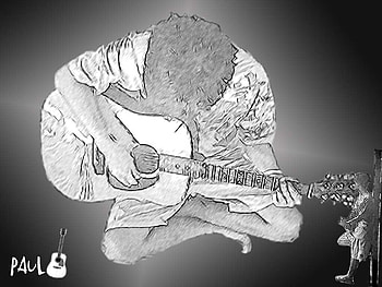 Paul McCartney, musician, acoustic, black and white, drawing, guitar, pencil, beatles HD wallpaper