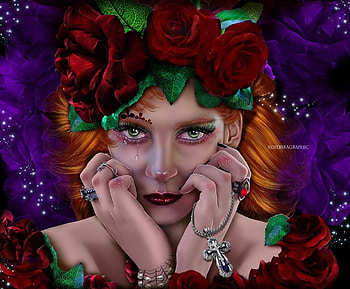 Hada, lady, roses, fantasy, art HD wallpaper