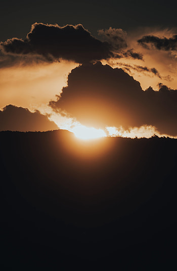Sunset, Sun, Twilight, Clouds, Dark, Shine, Light, Dusk HD phone wallpaper