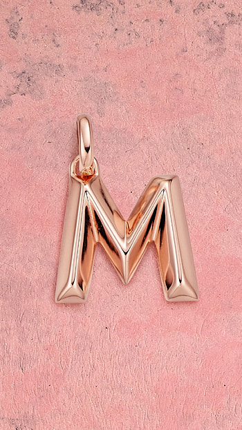 M Letter, Pink Gold, pink, gold HD phone wallpaper
