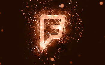 Foursquare brown logo, , brown neon lights, creative, brown abstract background, Foursquare logo, social network, Foursquare HD wallpaper