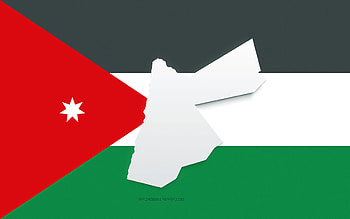 Jordan map silhouette, Flag of Jordan, silhouette on the flag, Jordan, 3d Jordan map silhouette, Jordan flag, Jordan 3d map HD wallpaper