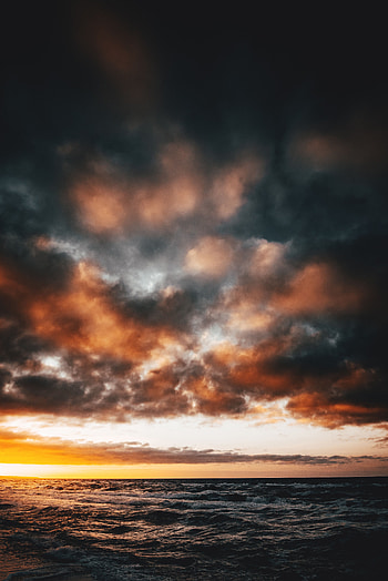 Sea, Nature, Sunset, Waves, Beach, Coast HD phone wallpaper