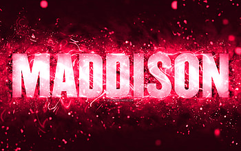 Happy Birtay Maddison, , pink neon lights, Maddison name, creative, Maddison Happy Birtay, Maddison Birtay, popular american female names, with Maddison name, Maddison HD wallpaper