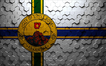 Flag of Little Rock, Arkansas, honeycomb art, Little Rock hexagons flag, Little Rock, 3d hexagons art, Little Rock flag HD wallpaper