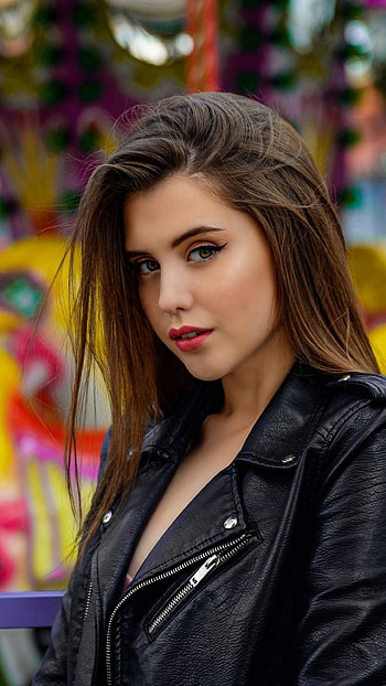 Leather jacket girl, Pink lips, Blonde beauty, Stylish HD phone wallpaper